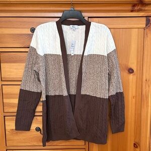 Kim Rogers Cream and Brown Knit Cardigan